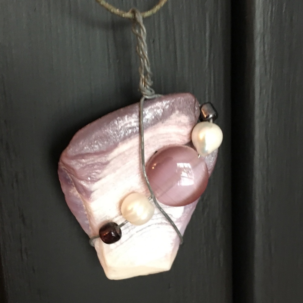 SALE 5 for $20! Artsy Grey & Purple necklace